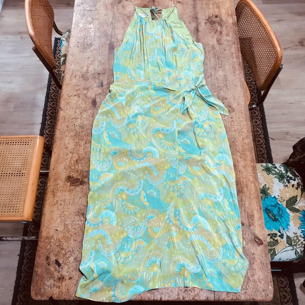 Vintage 70’s Long Silk Dress Size 16